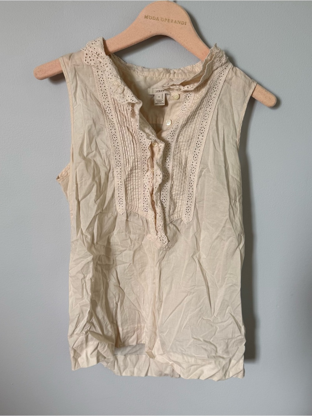 J. Crew Cream Eyelet Bib Sleeveless Camisole